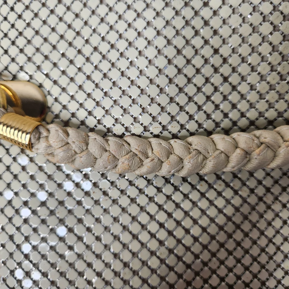 Retro Offwhite Tote Chainmail-like Diamond Shaped Links Cover It Gold Accents